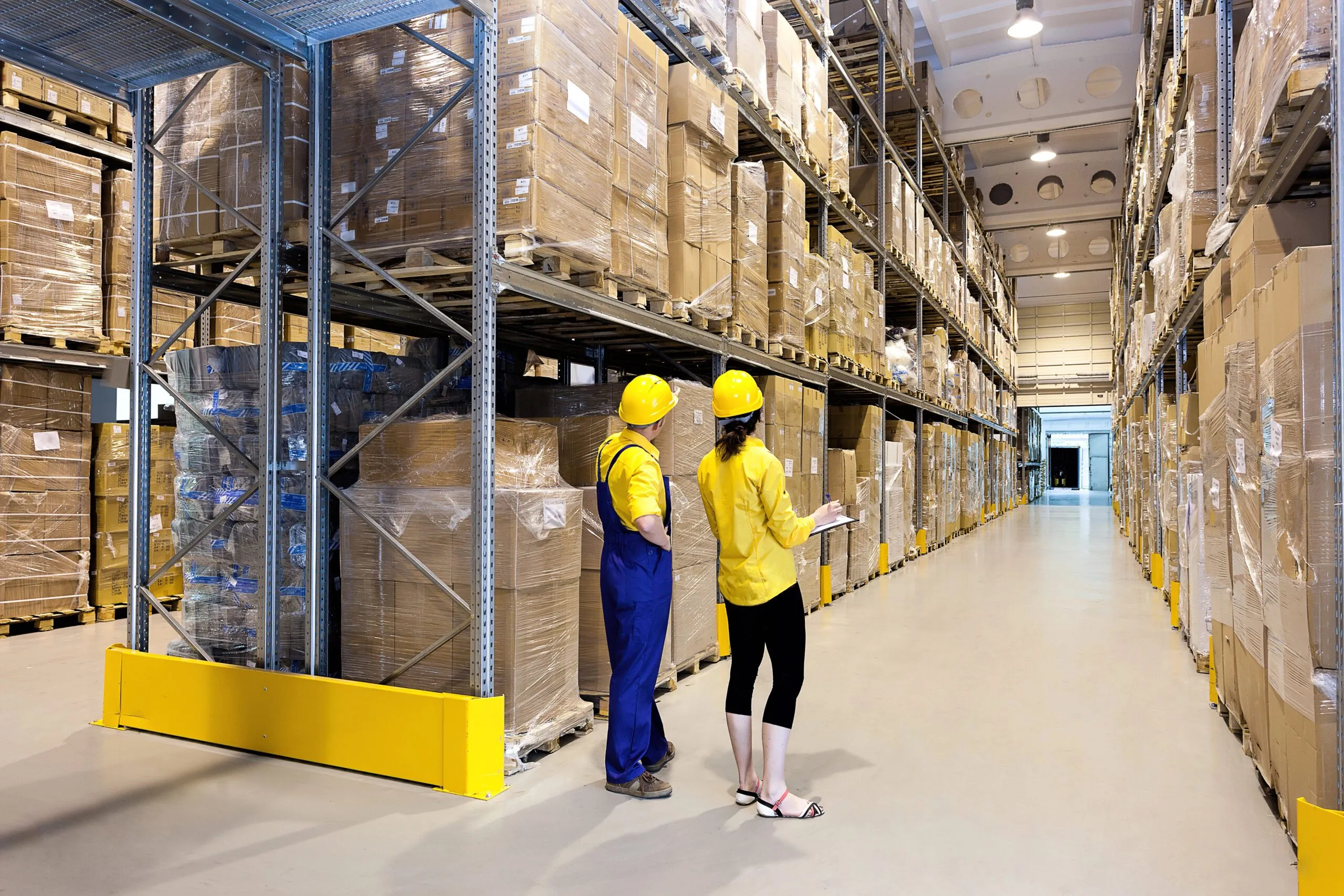 Two Distribution managers working in a factory