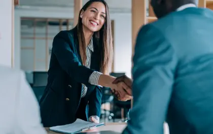 Handshake amongst staff members.