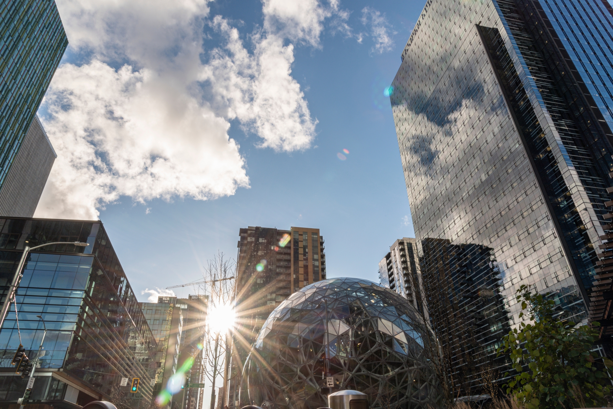 Downtown buildings sun